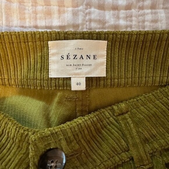 Sezane Le Crop Trousers Corduroy Meadow Green 40/ 8 (HEMMED, PLEASE SEE NOTES) - Picture 4 of 5